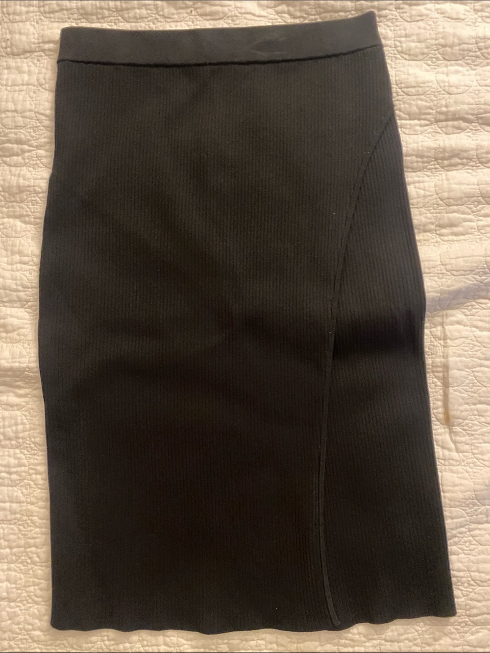 Jonathan Simkhai Black Ribbed Pencil Skirt